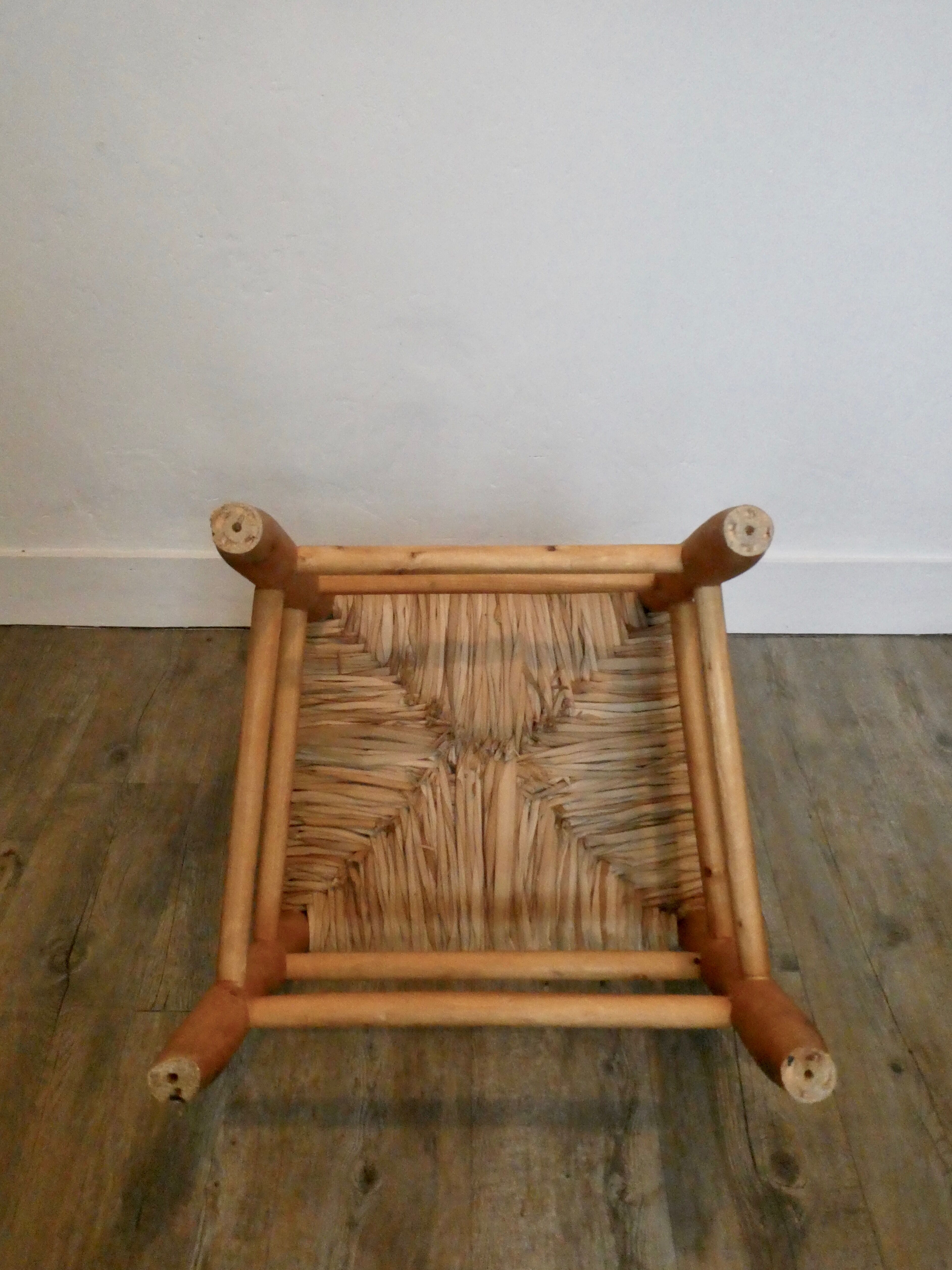 Light wooden chair and mulched seat, 50s-60s