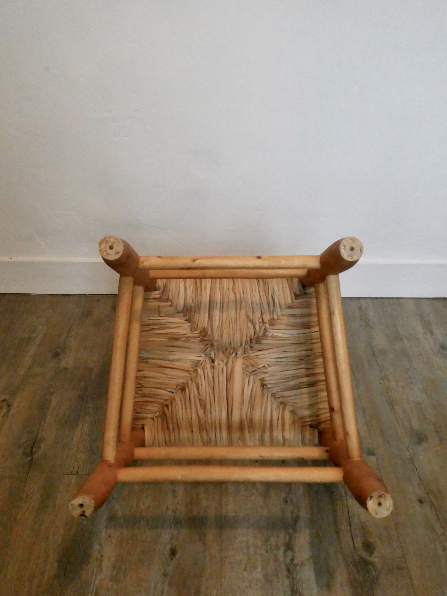 Light wooden chair and mulched seat, 50s-60s