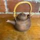 Antique terracotta teapot + bamboo handle, vintage japanese style
