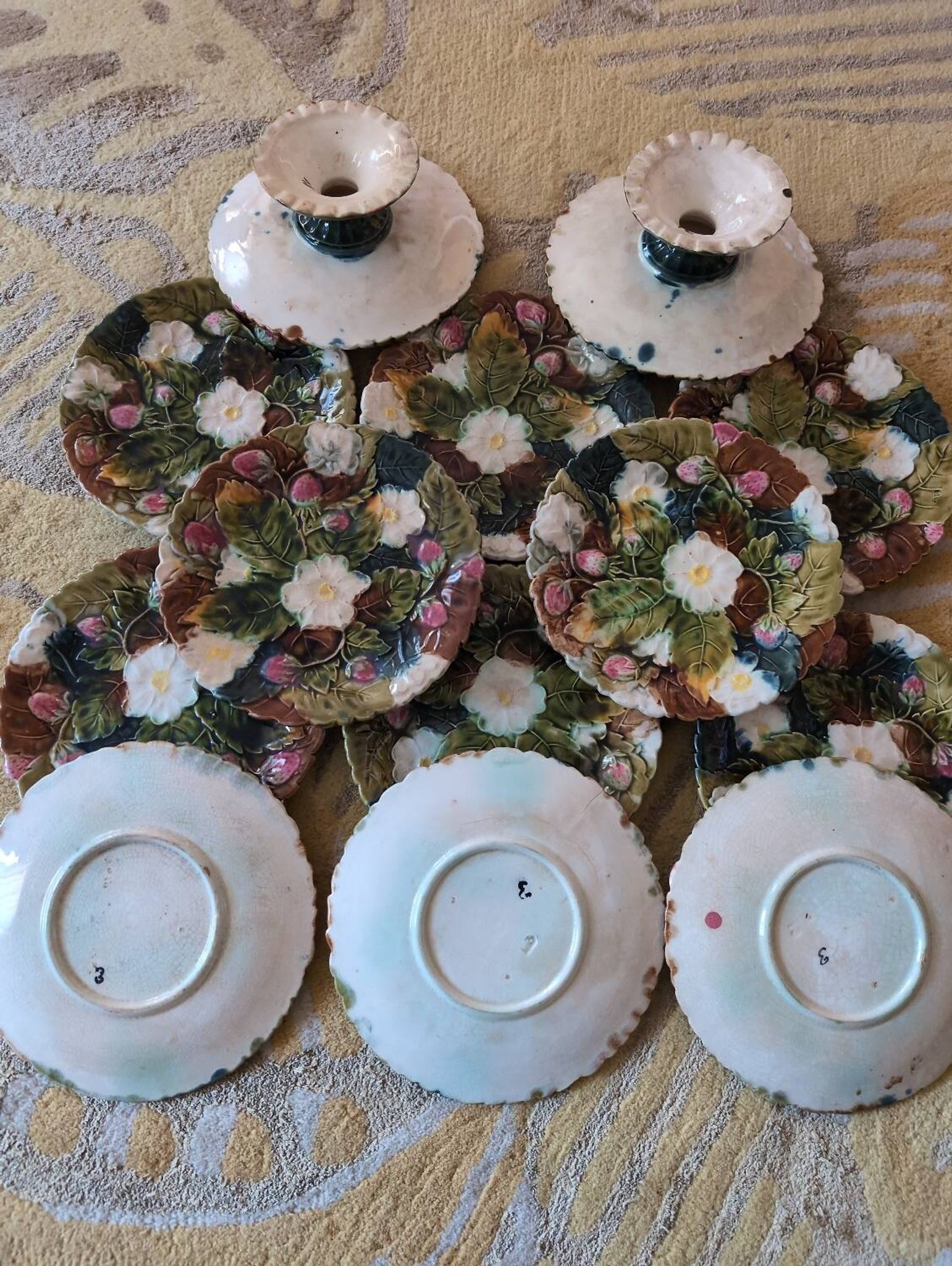 Antique slip dessert service