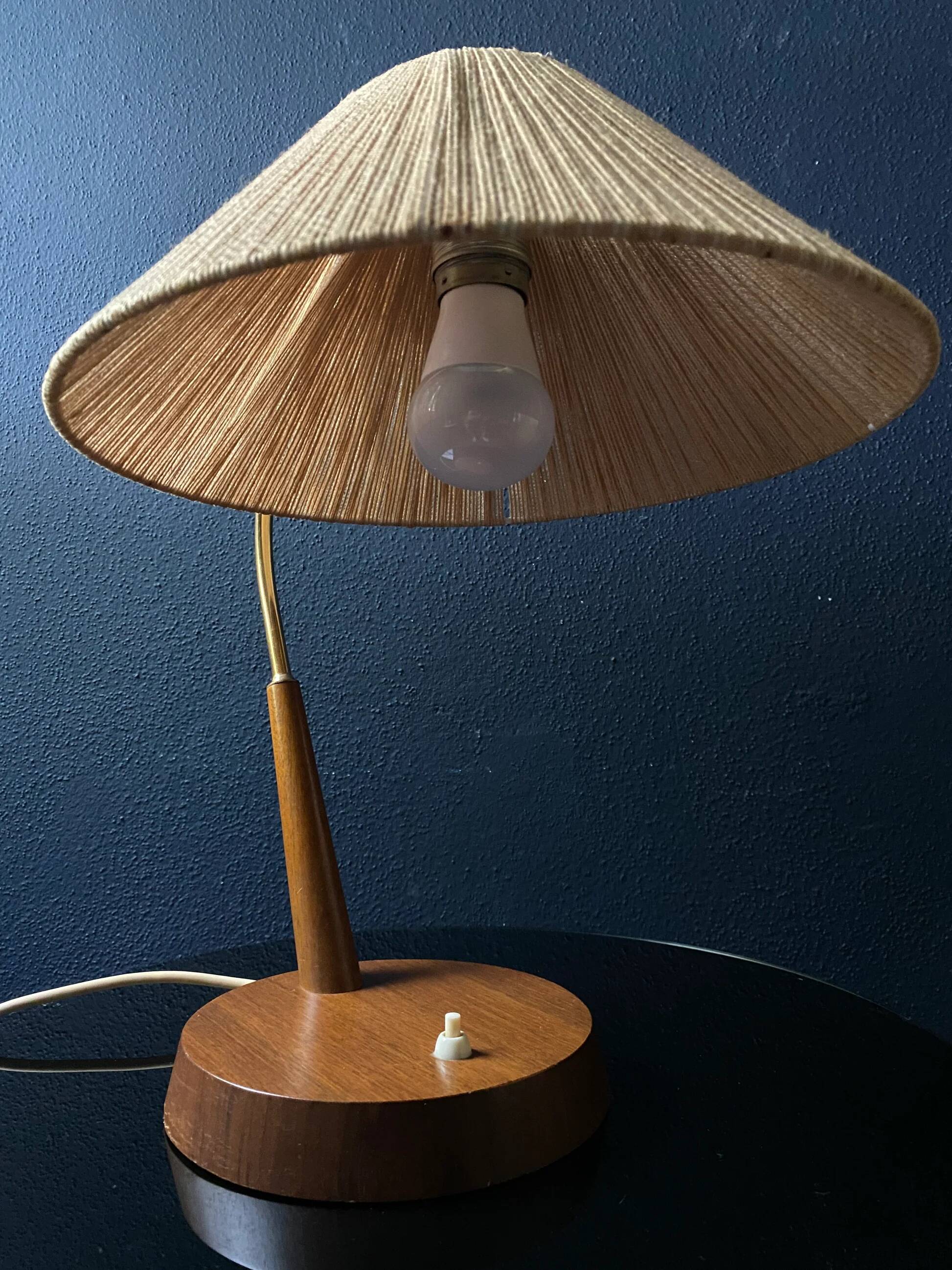 Mid-century modern Temde sisal desk lamp, Germany / Switzerland 1960s