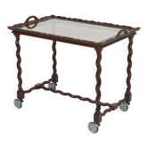 Antique Neo-Baroque Italian Barley Twist Bar Cart Serving Trolley, 1920s