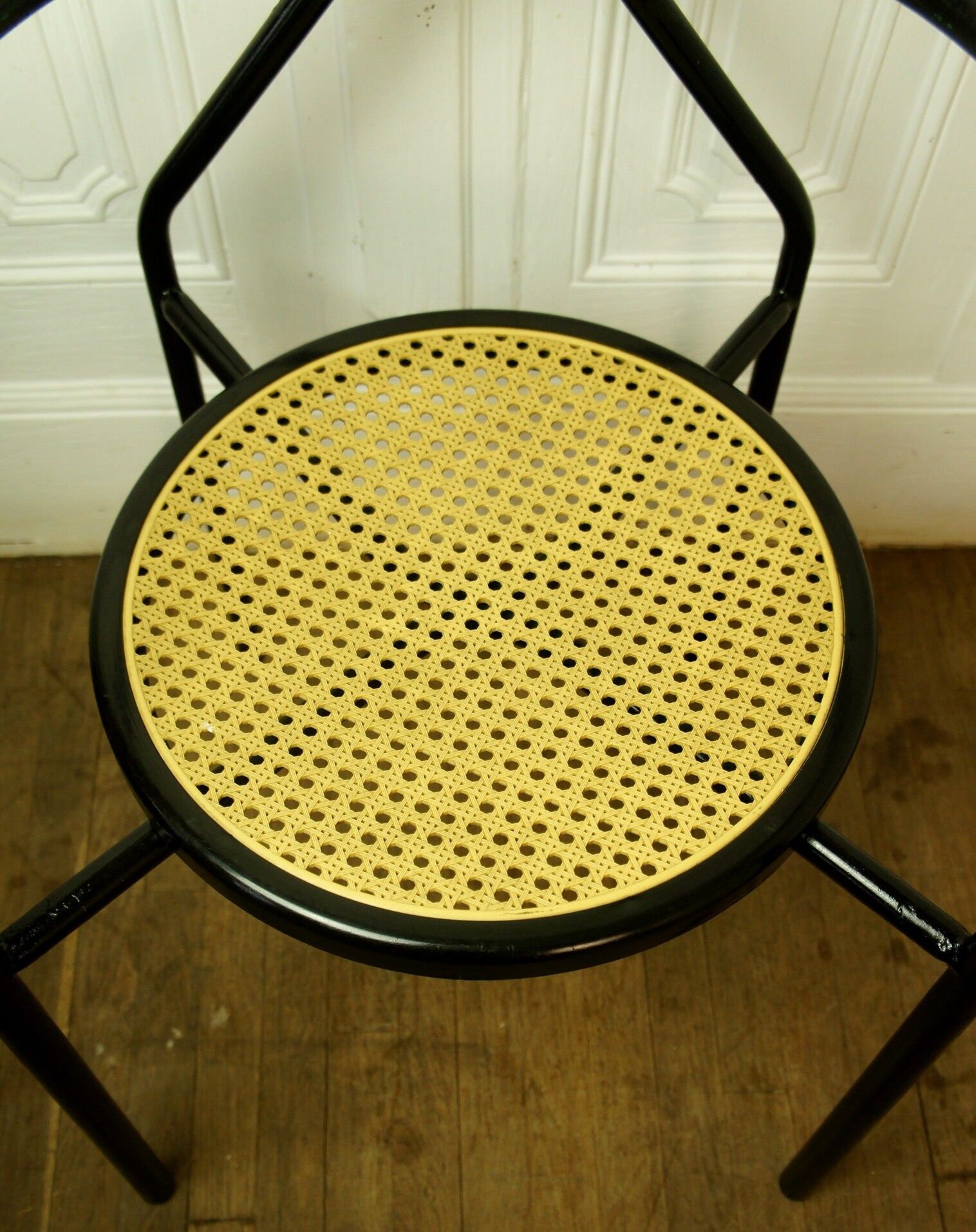 Set de 6 fauteuils minimalistes "Bauhaus" en métal & cannage