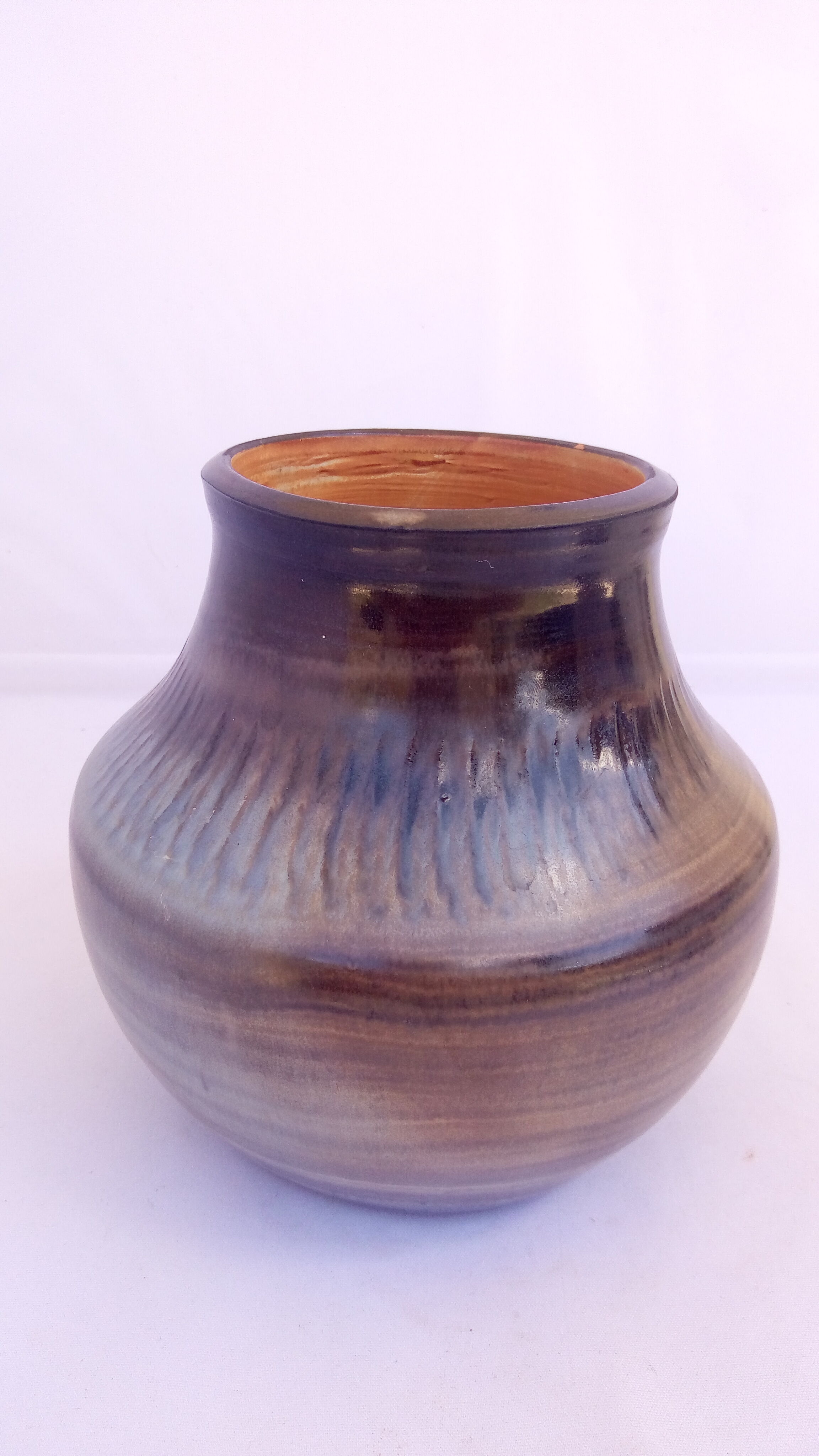Dieulefit blue and brown vase