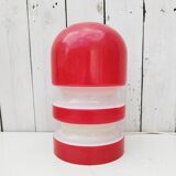 Opaline bedside lamp red and white 60's