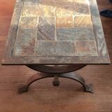 Blacksmith coffee table made of wrought iron and slate.