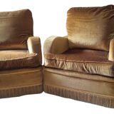 Pair of vintage gold velvet armchairs - excellent condition