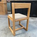 Suite of 6 chairs in solid oak 80s