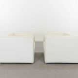 Pair of vintage Throw Away Armchairs by Willie Landels for Zanotta, white Vinyl