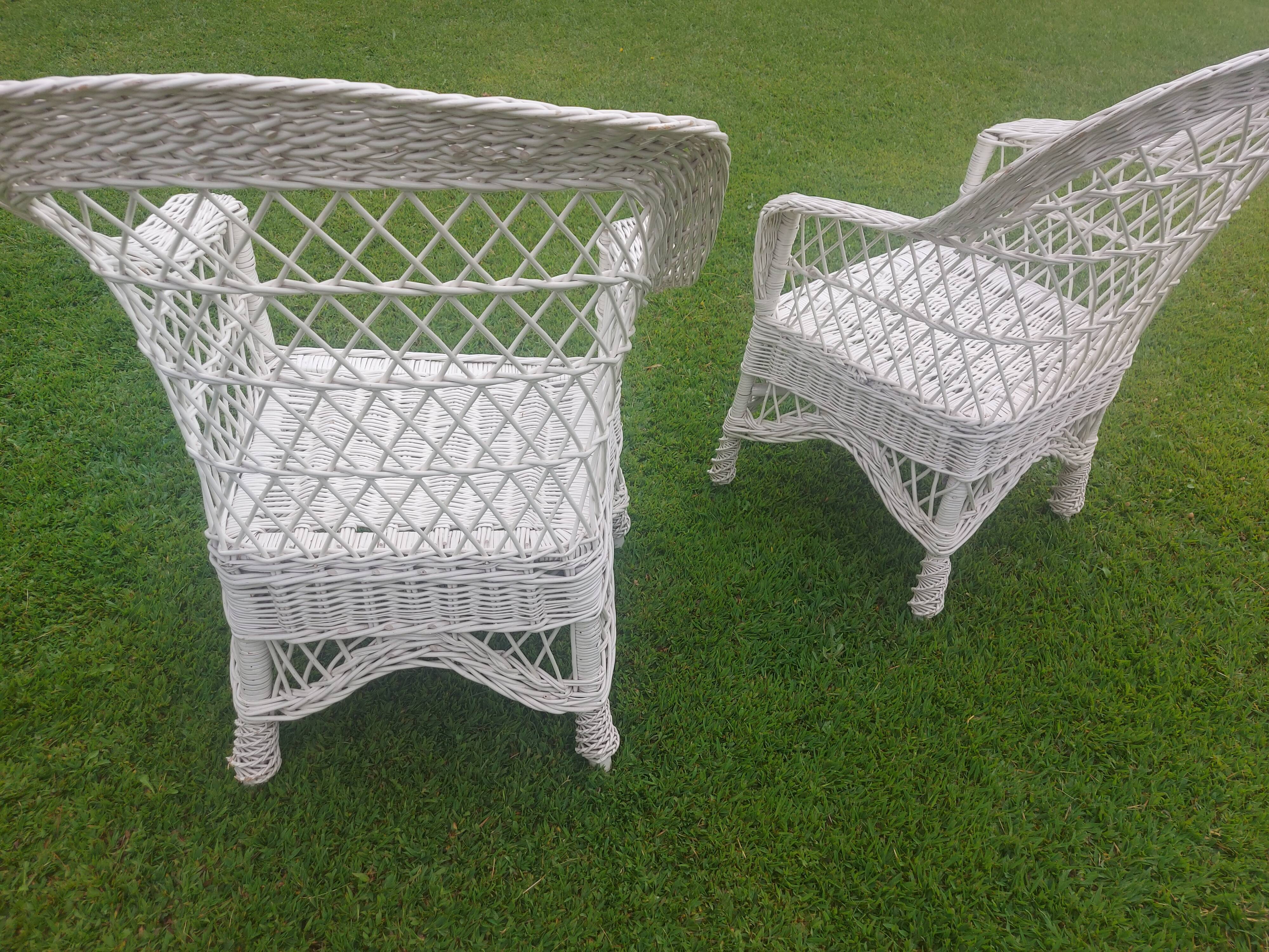 Rattan armchairs, white lacquered