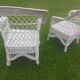 Rattan armchairs, white lacquered