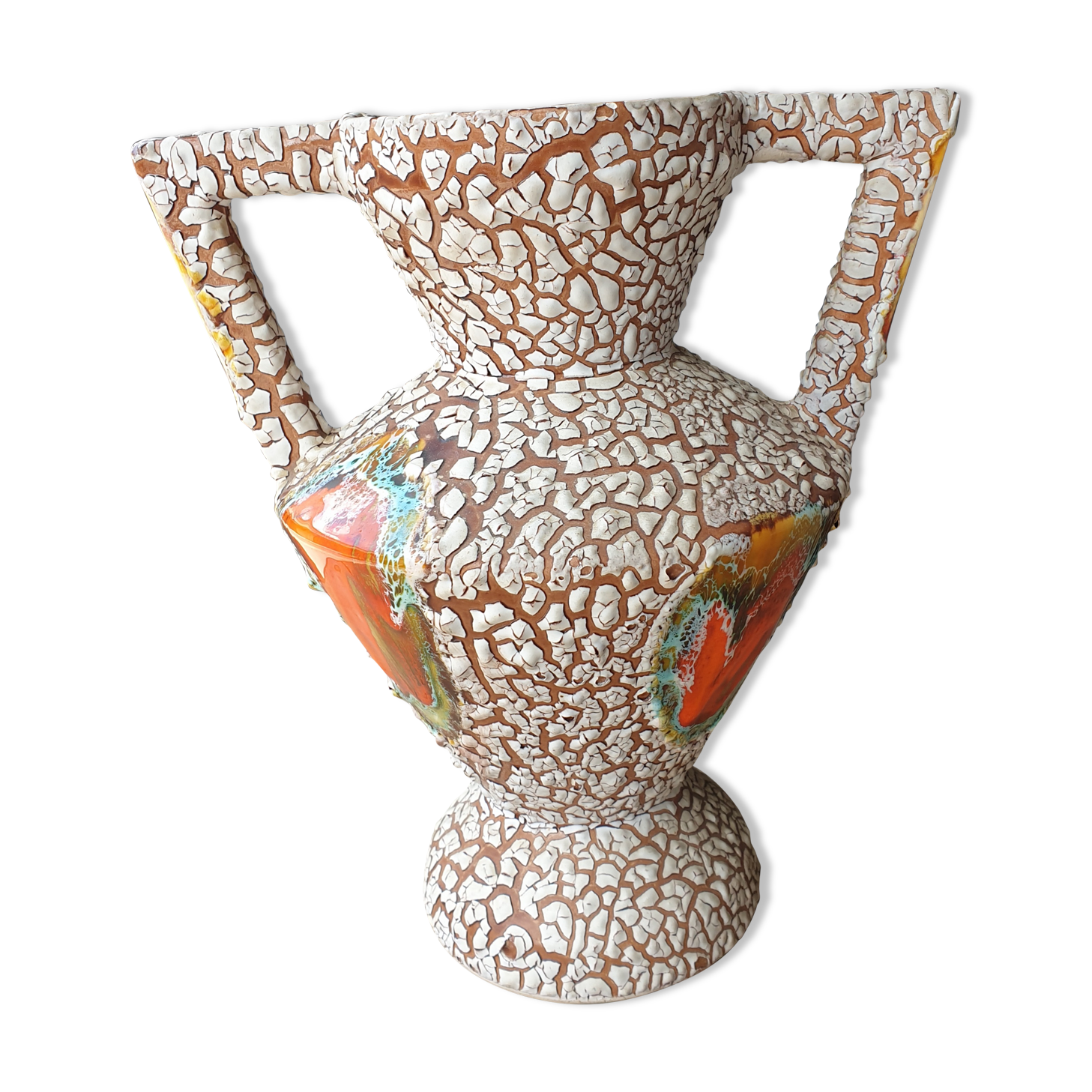 Ceramic amphora vase Vallauris fat lava 1960s