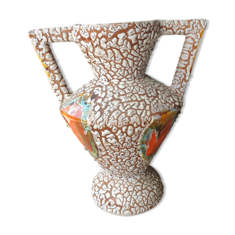 Ceramic amphora vase Vallauris fat lava 1960s