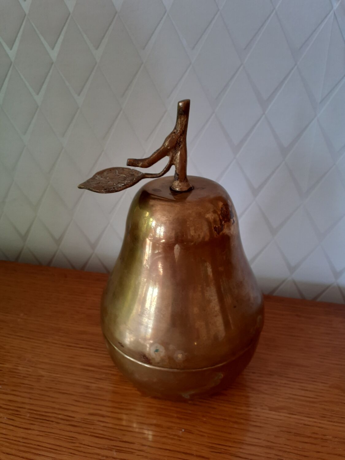 Pear brass candy box