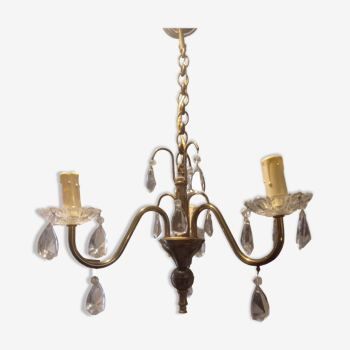 3-spoke brass chandelier