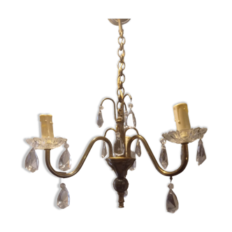 3-spoke brass chandelier