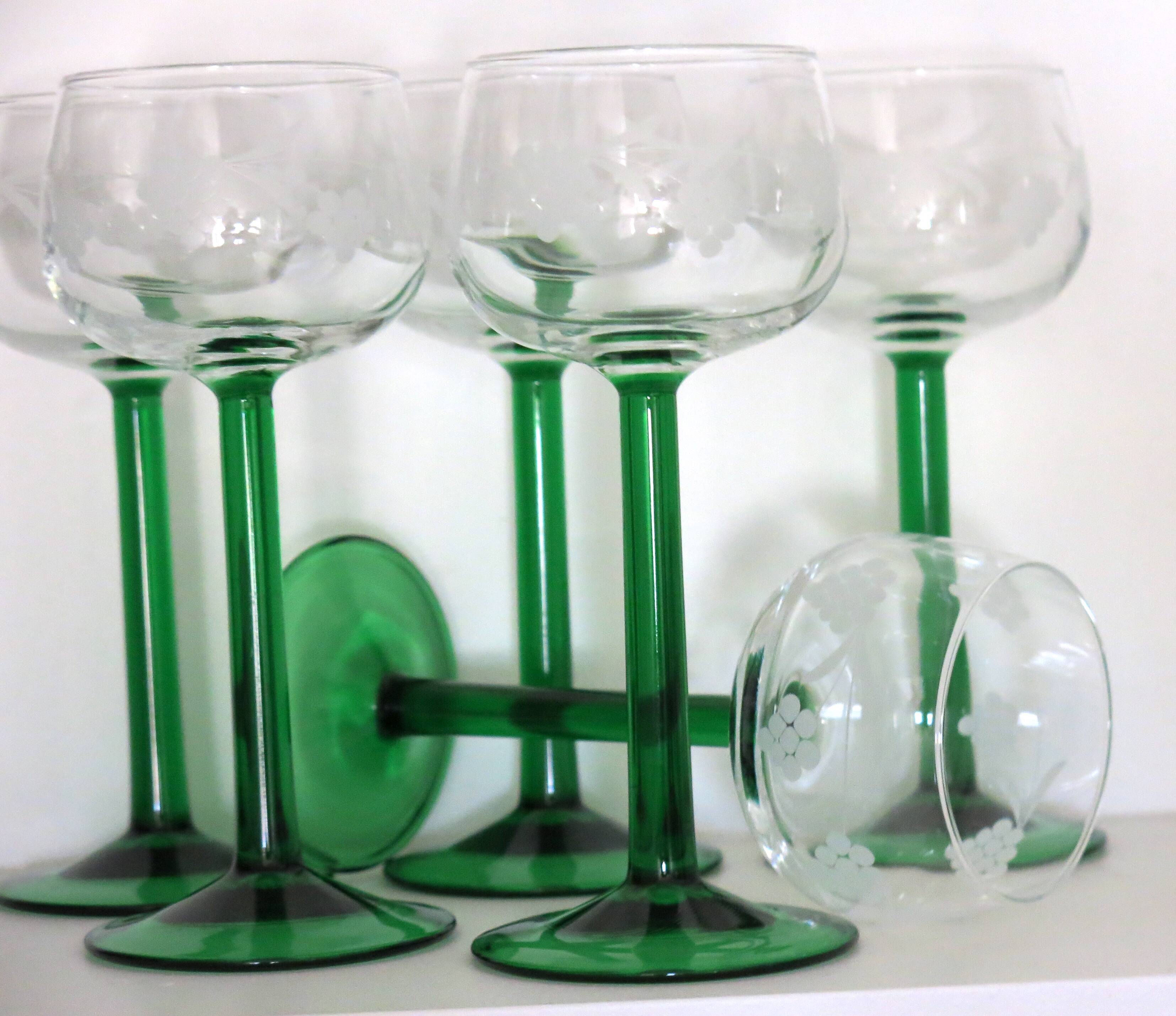 6 verres à vin d'Alsace sérigraphiés en très bon état