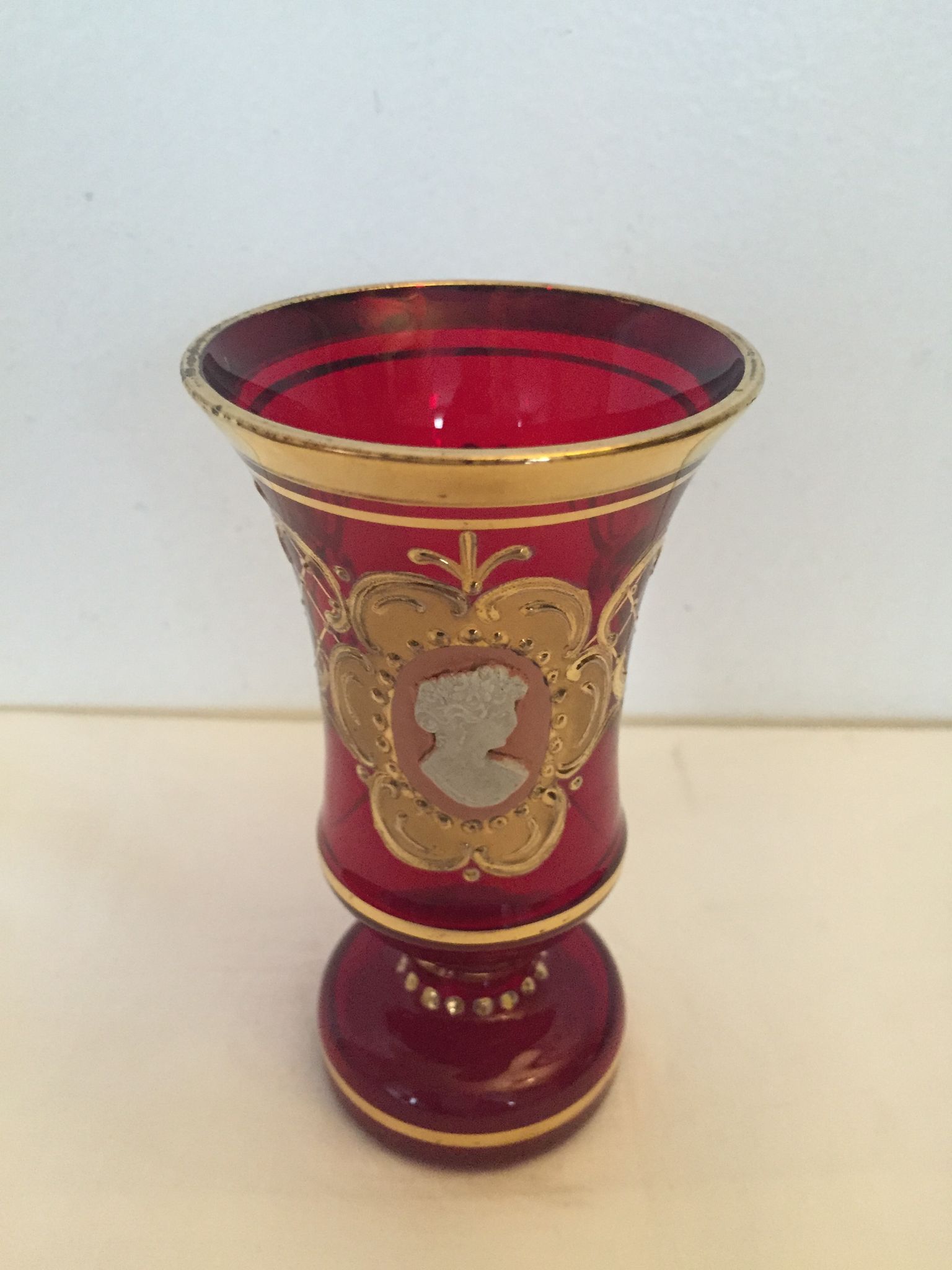 Small colored glass vase