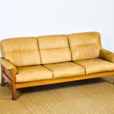 Salon complet en cuir camel 1960