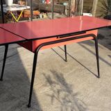 Red formica table with extensions