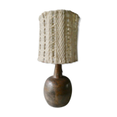 Lampe en grès et son abat jour en laine des années 60