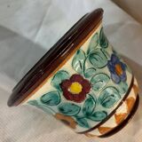 Cache pot decor fleurs en céramique