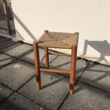 Tabouret brutaliste rotin