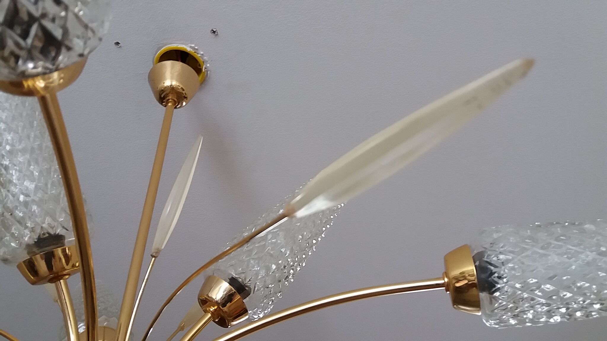 Lustre années 60 métal chomé et verre