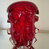 Red Murano glass vase from the 70s