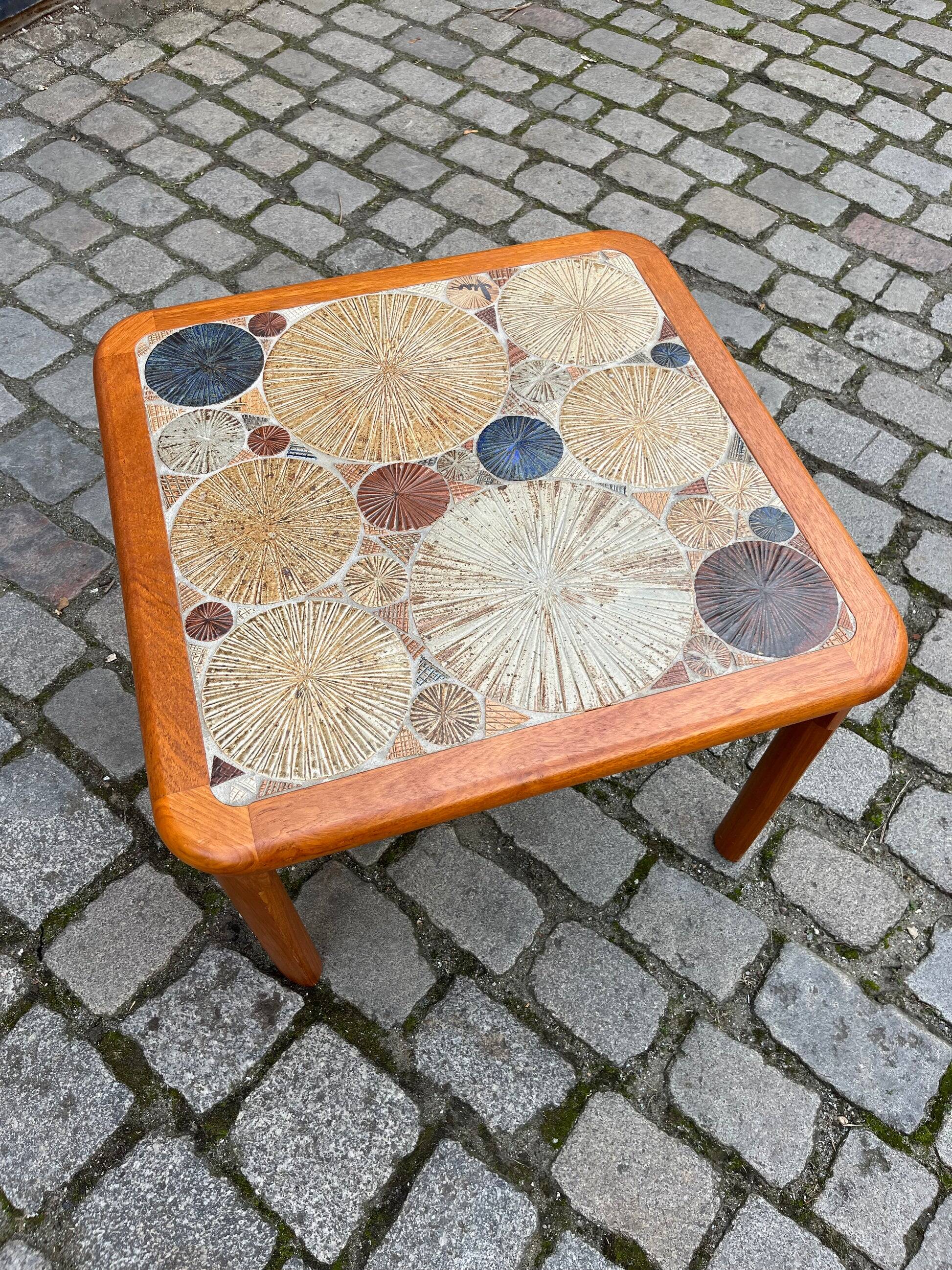 Coffee table teak tiles by Tue Poulsen for Haslev