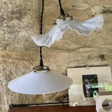 Pair of opaline pendant lights