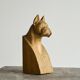 Sculpture of a boxer bookends in carved solid wood, mid-20th century.