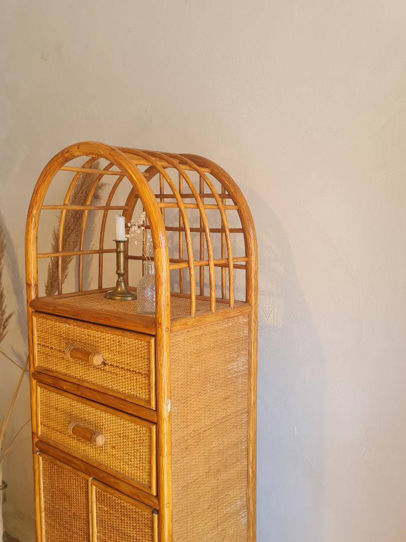 Vintage rattan wardrobe