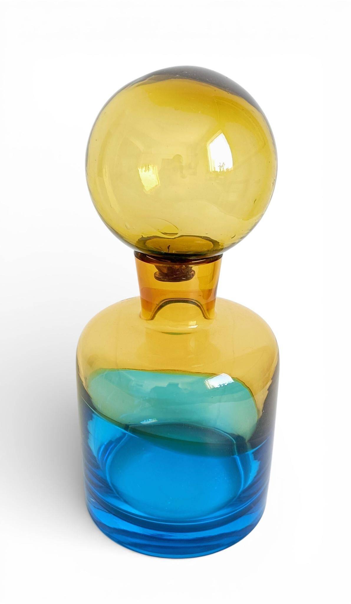Sommerso Murano Art Glass Bottle In The Style of Flavio Poli for Seguso