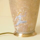 Antique Limoges porcelain table lamp, gold color, astrological sign decor