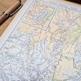 Map of the mountain ranges of France, original printed in 1896