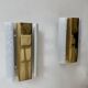 Pair of vintage wall lights, brass and white perforated metal, Hans Agne Jakobsson