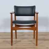 Fauteuil en teck et cuir danois du milieu du siècle, années 1970