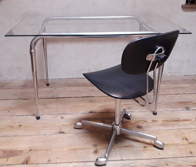 Desk table 120x76cm chrome metal and glass