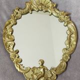 Miroir en bronze doré avec ornement anges
