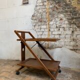 1960s Midcentury Modern Wooden Folding Serving Cart