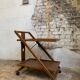 Mid-century modern folding wooden service trolley from the 1960s
