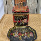 Vintage white metal tea boxes