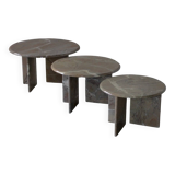 Ensemble de 3 tables basses en marbre - Italie années 1970