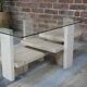 Table basse en travertin et verre design Willy Ballez