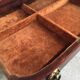 Small piece of english furniture has 3 drawers in mahogany for silverware