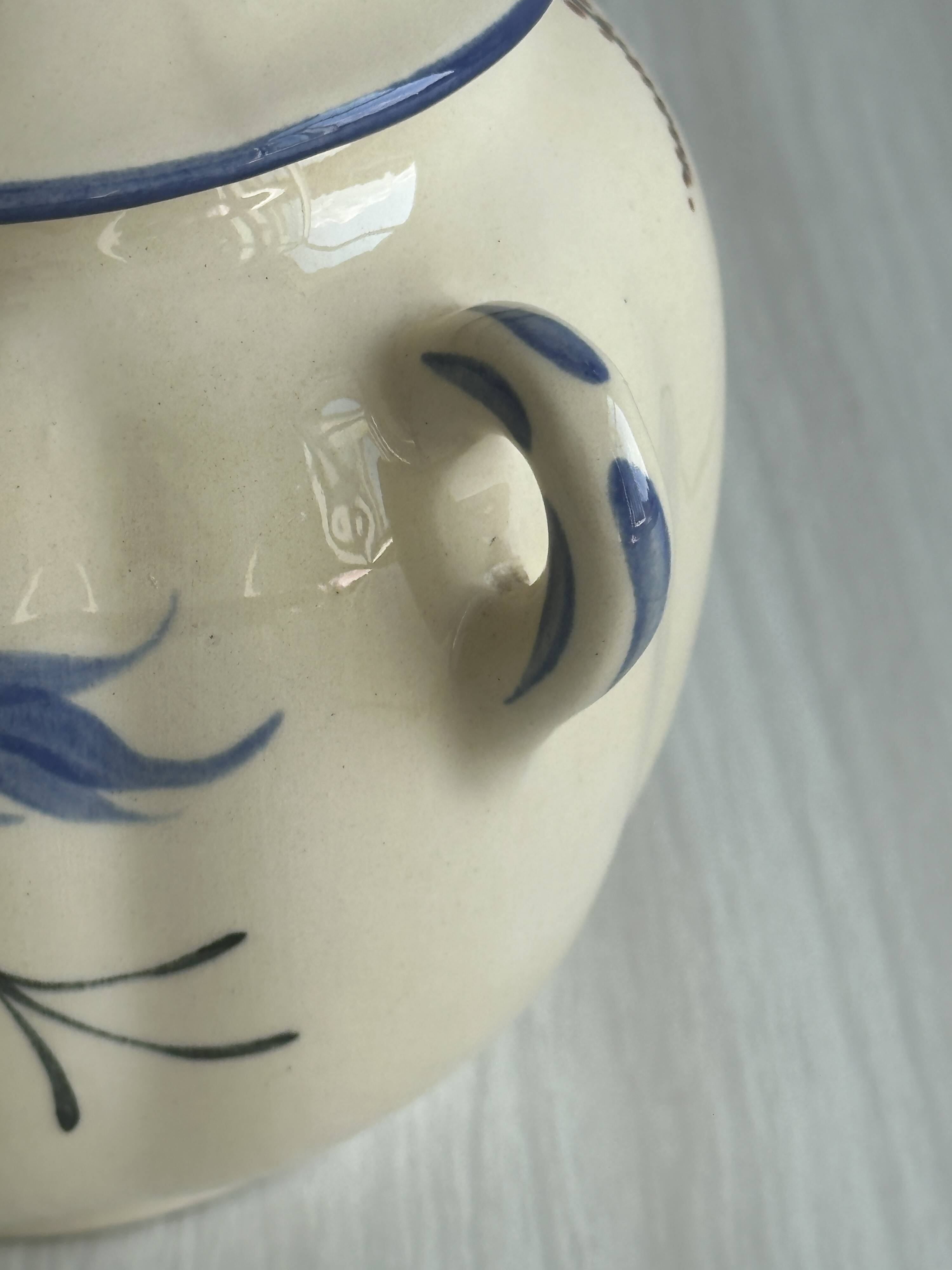 Condiment pot, hand painted sugar pot.