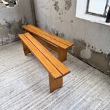Pair of Charlotte Perriand Les Arcs pine benches