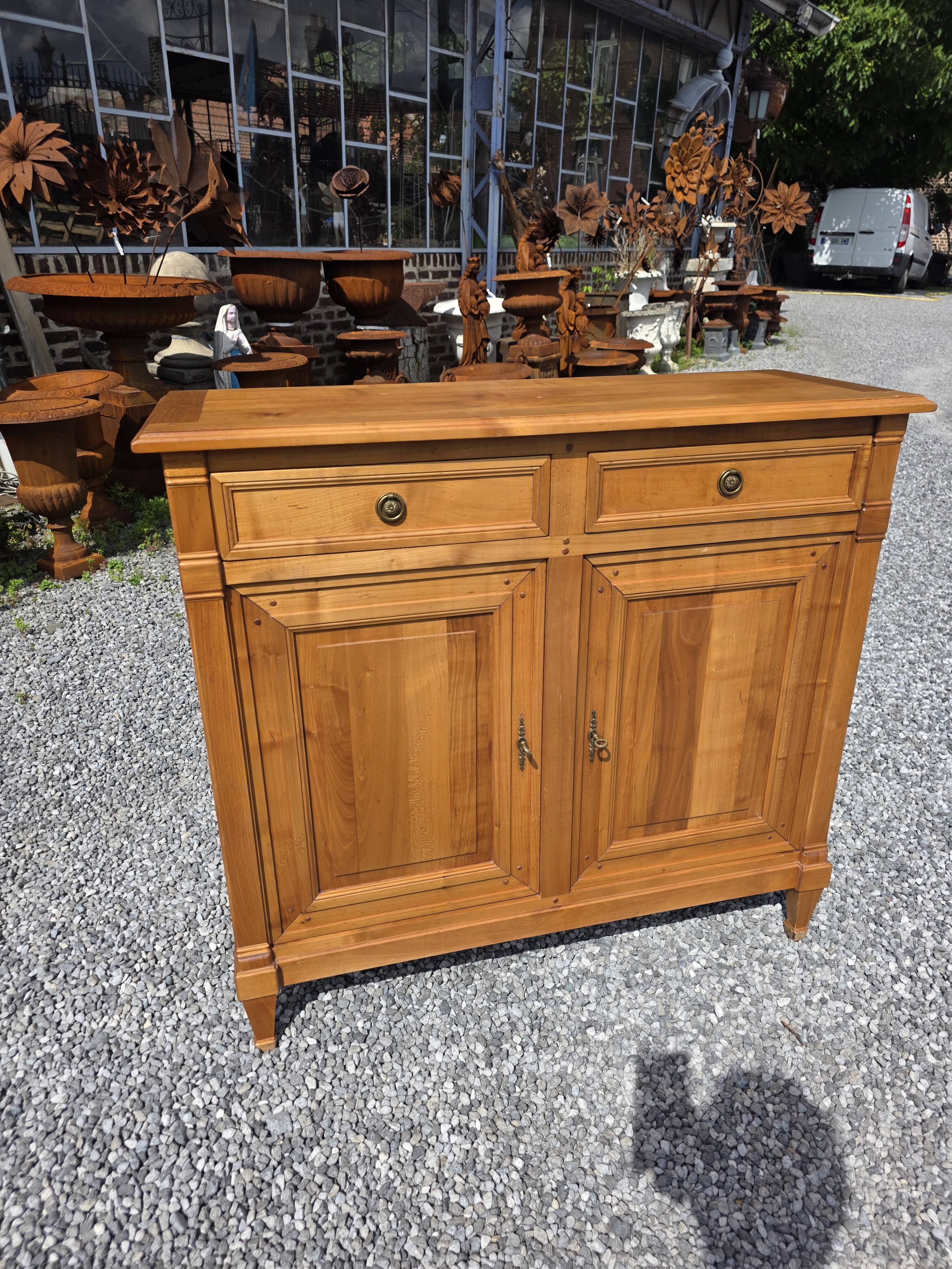 Louis XVI style buffet in solid cherry wood from the mid-20th century.