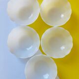 5 bowls in white glass